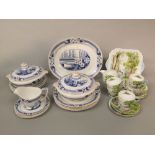 A collection of Shelley Woodland pattern teawares comprising milk jug, sugar bowl, cake plate,