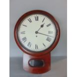 A mahogany cased single fusee drop dial wall clock, the enamelled dial with Roman numerals, 53 cm