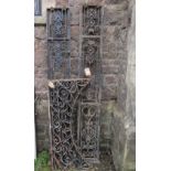 Two sections of 19th century cast iron railing with pierced anthemion and further detail, together
