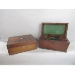 A Victorian rosewood sarcophagus shaped tea caddy with fitted interior, further 19th century