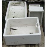 Four reclaimed white glazed butlers and other sinks of varying size