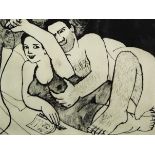 Anita Klein (Born 1960) - Spooning Nudes, signed and dated 2003, black and white etching, 8/25, 30 x
