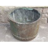 An old copper with riveted seams and flared rim, approx 50 cm in diameter x 35 cm in height