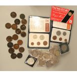 Collection of Elizabeth II Crowns, old bronze and other coinage