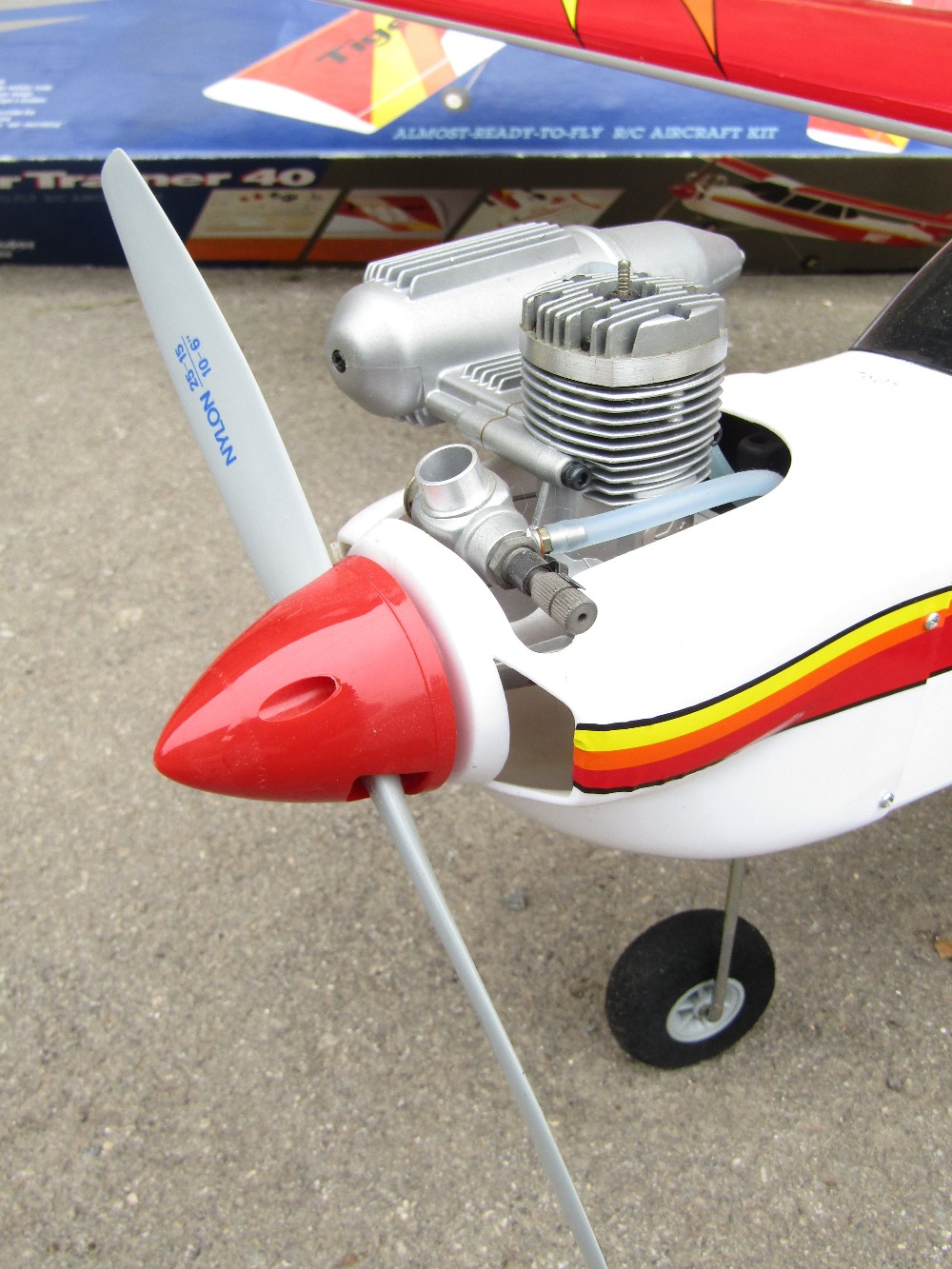 A boxed Tiger Trainer 40 'Almost Ready Top Fly' RC Aircraft Kit, in assembled condition, the wing - Image 2 of 5