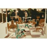 Edwin La Dell (1914-1970) - 'The Terrace', signed, lithograph, 7/10, 45 x 68cm approx, unframed