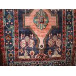 Persian hand woven Hamadam Lori village rug, blue ground, 260 x 135cm