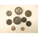 Two George III bronze cartwheel 2d pieces, 1 cartwheel 1d and other bronze coinage