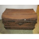 A tin trunk, enamelled bread bin, galvanised iron tub, etc