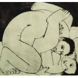 Anita Klein (Born 1960) - Two Nudes Embracing, signed and dated 2001, black and white etching, 20/