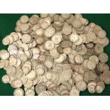 Collection of pre 1947 silver 3d and 6d pieces, 1830 grams