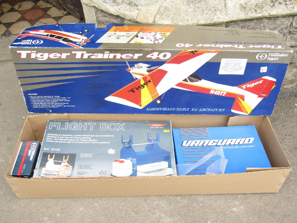 A boxed Tiger Trainer 40 'Almost Ready Top Fly' RC Aircraft Kit, in assembled condition, the wing - Image 4 of 5