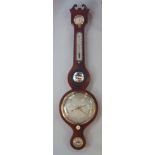 Mahogany and boxwood inlaid banjo barometer by P Brambano of Evesham