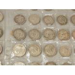 A collection of approx 80 English silver coin half crowns - 3d pieces, Victoria, George VI, etc