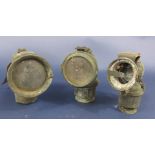 Three early 20th century cycling or motoring lamps (for restoration)