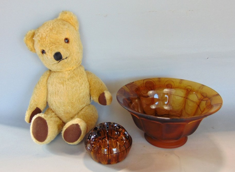 A mixed miscellaneous lot to include an Edwardian lancet mantel clock, three decanters, a mohair - Image 2 of 2