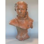 After the antique - Terracotta bust sculpture of Joan of Arc, 42cm high