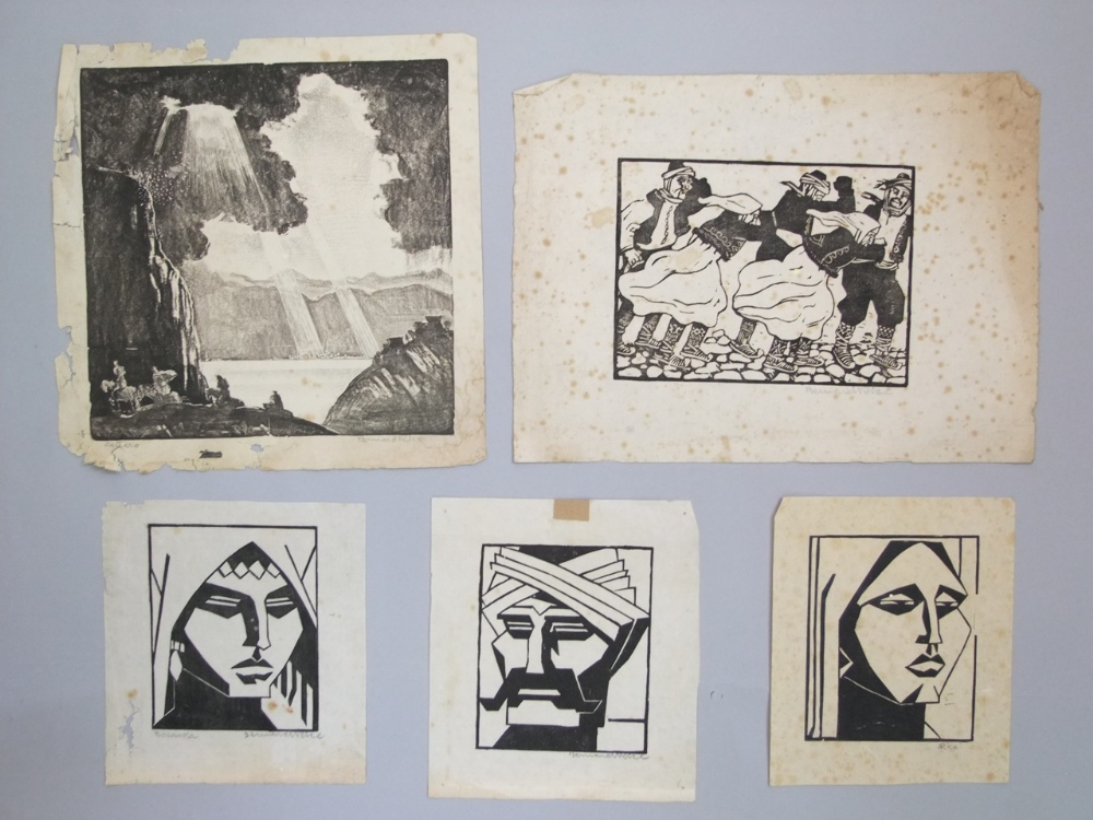 Bernard Rice (British 1900-1988) - Collection of fifteen monochrome wood block prints, subjects