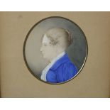 19th century British school - Bust length studies of a lady and a gentleman of oval form (pair)