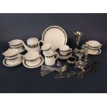 A collection of Royal Tuscan Cascade pattern wares including tea pot, milk jug, cake plate, etc,