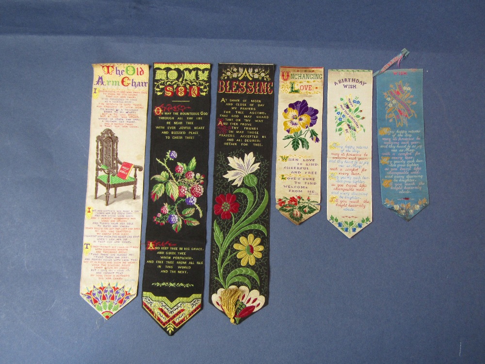 Vintage collection of textiles and ephemera including ten embroidered bookmarks mostly by T Stevens, - Image 4 of 8