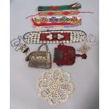 Small collection of bead and shell work including a 104 cm narrow belt length, further bead