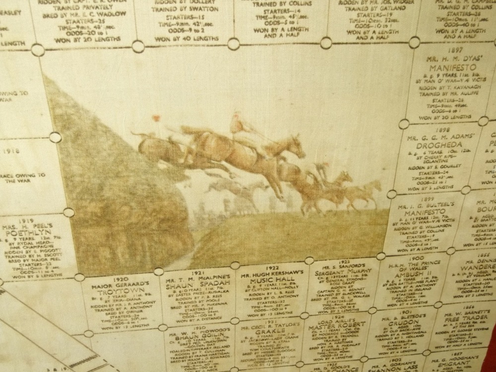 A 1930 printed textile panel showing winners of the Grand National since the commencement in 1837, - Image 2 of 5