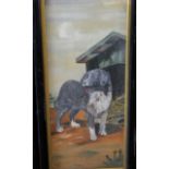 B Elliot (early 20th century British school) - Study of a dog outside its kennel and a dog in a