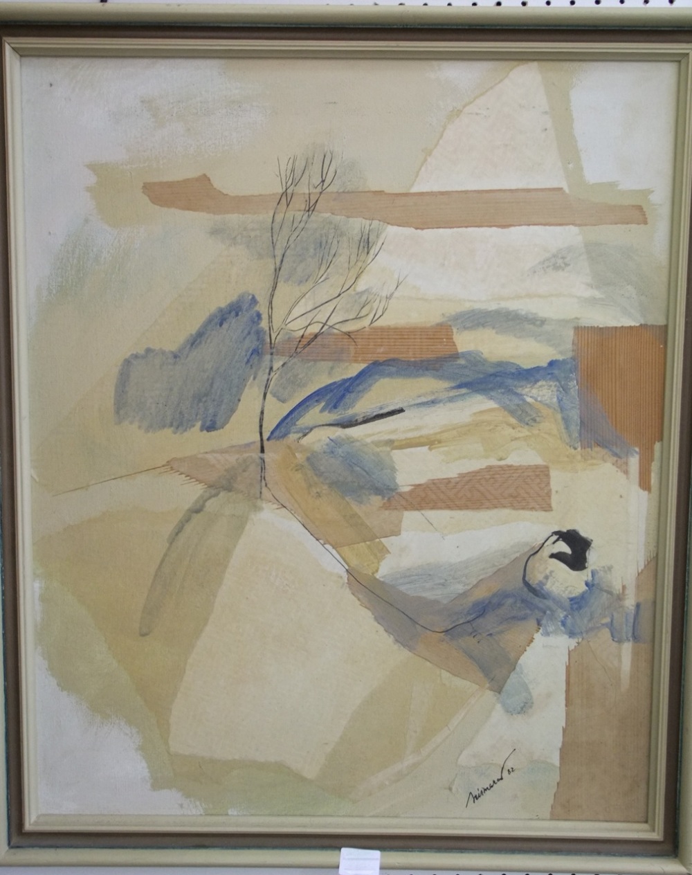 20th century school - Indian Vista, acrylic on canvas, indistinctly signed and dated 82, inscribed