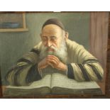 Early 20th century school - Study of an elderly Jewish scholar reading, oil on canvas,