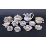 A collection of 19th century blue and white printed child's dinner wares with floral detail