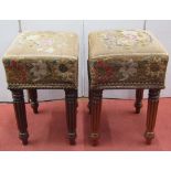 A pair of mid-19th century mahogany stools in the Gillows manner, raised on turned, tapered and