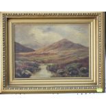 A E Pitman - Mountainous landscapes with streams (pair) oil on canvas, indistinctly signed, 24 x
