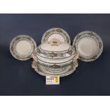 A quantity of 19th century Copeland dinnerwares including large tureen, cover and stand, further