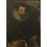 Continental school (possibly 17th century) - Three quarter length portrait of a gentleman in 17th