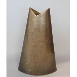 By James Johnstone (late 20th century) - Stylised studio brass vase of tapered form, 34cm high