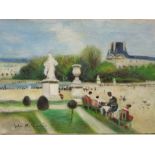 Jules R Herve (1887-1981) - Figures in a park setting, oil on canvas, signed and further signed