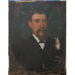 19th century school - Bust length portrait of a bearded gentleman in black suit, oil on canvas, 65 x