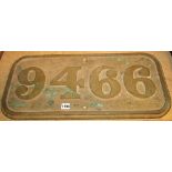 Railway interest - A Bronze cab-side number plate 9466, probably associated to the GWR 060 PT