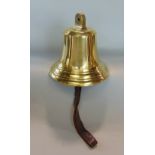 A good cast brass fire bell, 25cm high