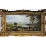 Attributed to William Currie (Scottish Fl.1840-1882) - Panoramic landscape with Loch and distant