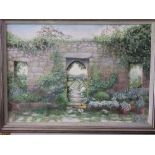 Ariel Luke (British 20th century) - Garden scene with unusual three dimensional archway and