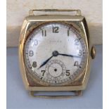 1930s 9ct gold Rolex mid sized gents watch, the champagne dial with subsidiary second dial and