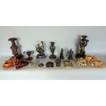 A box of interesting items to include soapstone and cast metal Buddistic and Chinese deities,