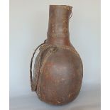 Tribal interest - Interesting African stitched skin gourd drinking vessel, 36cm high