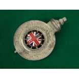 A vintage enamel Royal Automobile Club Associate car badge with union jack centre