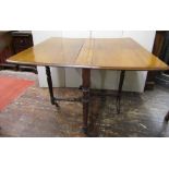 A Victorian Sutherland tea table of particularly narrow proportions, raised on turned supports, 13cm