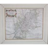 An 18th century coloured map of Gloucestershire by Robert Morden, 35 x 42cm approx visible sheet
