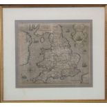 William Hole - 17th century map of England and Wales inscribed Englalond Anglia Anglosaxonum