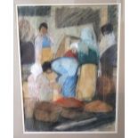 Charles Rodwell (20th century) - Naymyo Market, Burma, pastel on paper, signed and dated 1980, 75